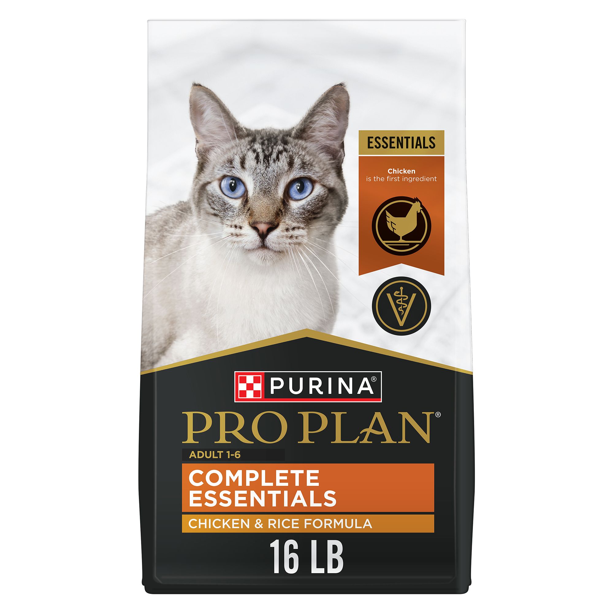 Purina Pro Plan Complete Essentials Adult Dry Cat Food - With Vitamins, Probiotics, Chicken & Rice