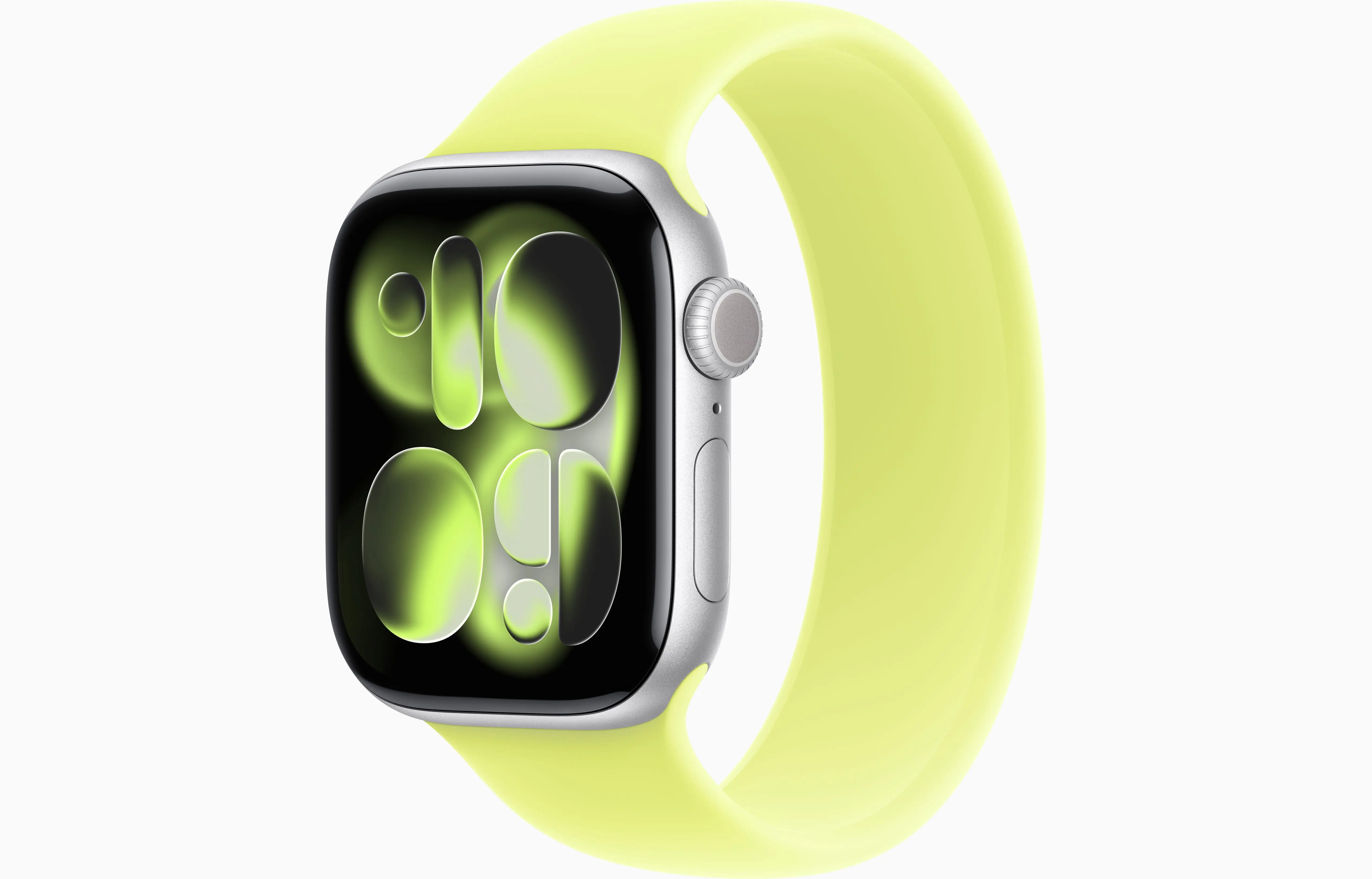 Apple Watch Series 11 Aluminum GPS – Silver (Neon Yellow Solo Loop)