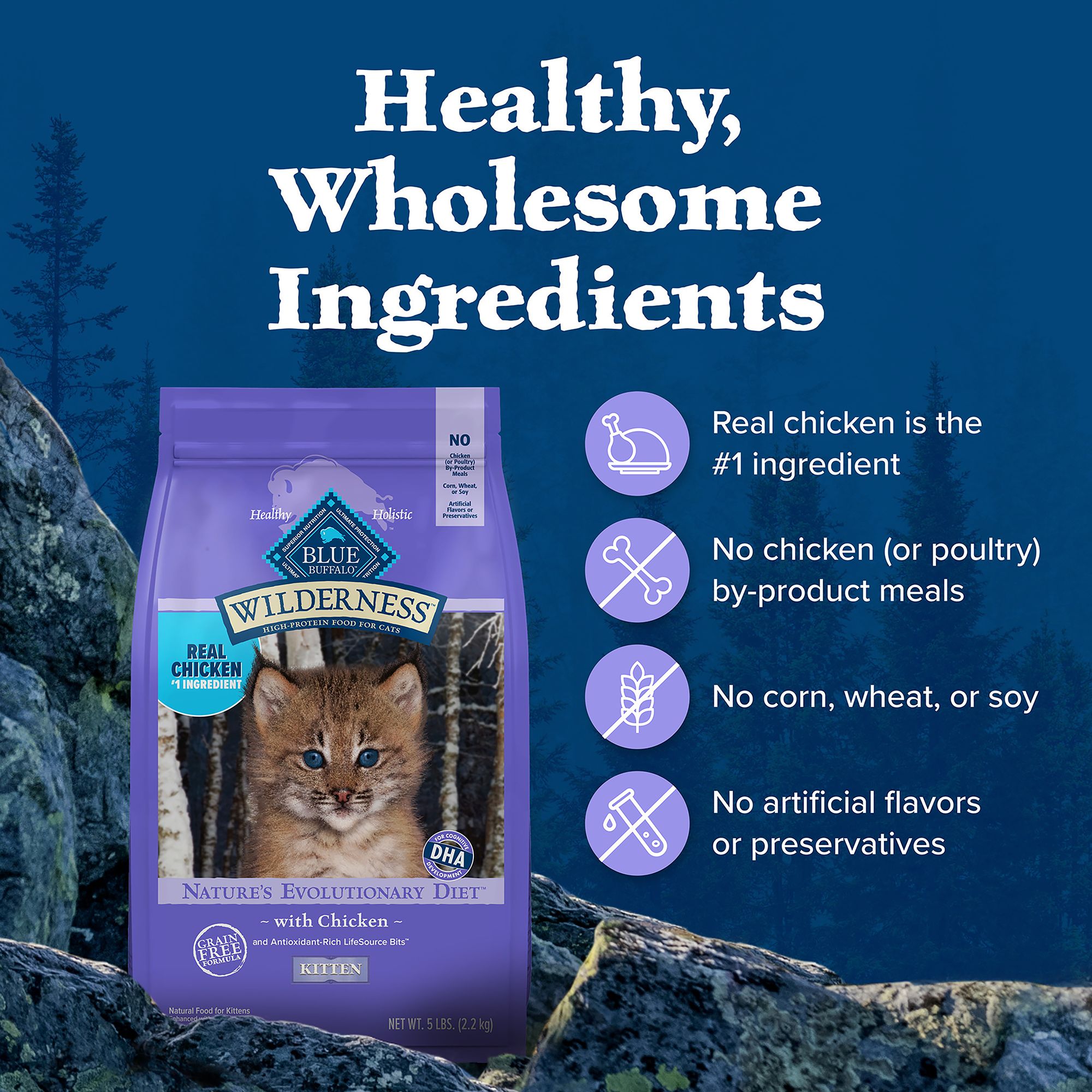 Blue Buffalo® Wilderness&trade;  Kitten Dry Cat Food - Grain Free, Chicken - Image 6