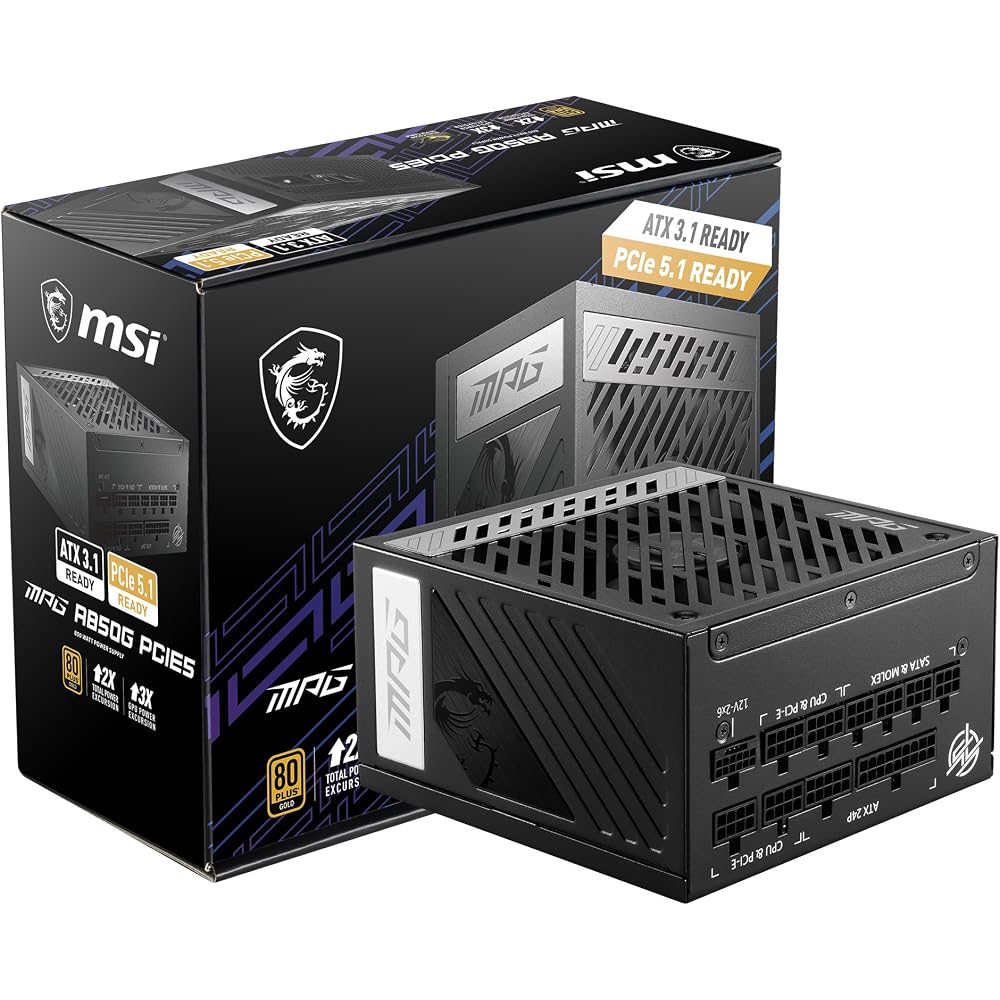 MSI MPG A850G PCIE 5 & ATX 3.0 850W Gaming Power Supply - Image 1