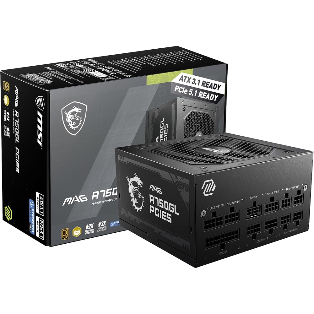 MSI MAG A750GL PCIE 5 & ATX 3.0 Gaming 750W Power Supply - Image 1