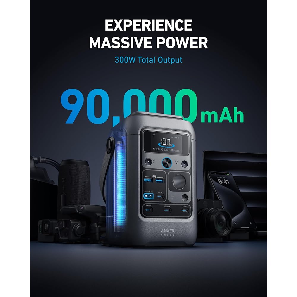 Anker SOLIX C300 DC Power Bank Station and 60W Solar Panel, - Image 2