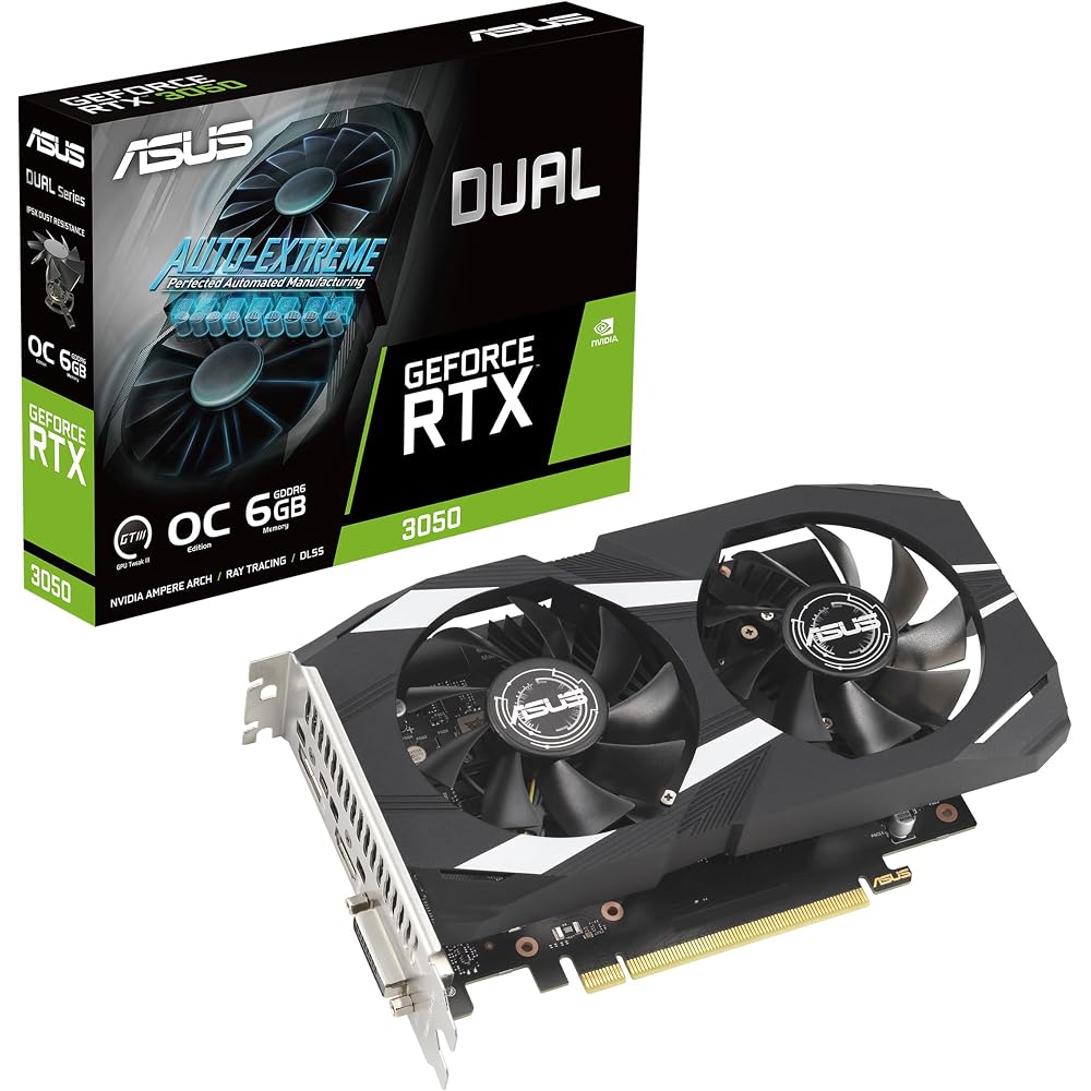 ASUS Dual NVIDIA GeForce RTX 3050 6GB OC Edition Gaming Graphics Card - Image 1