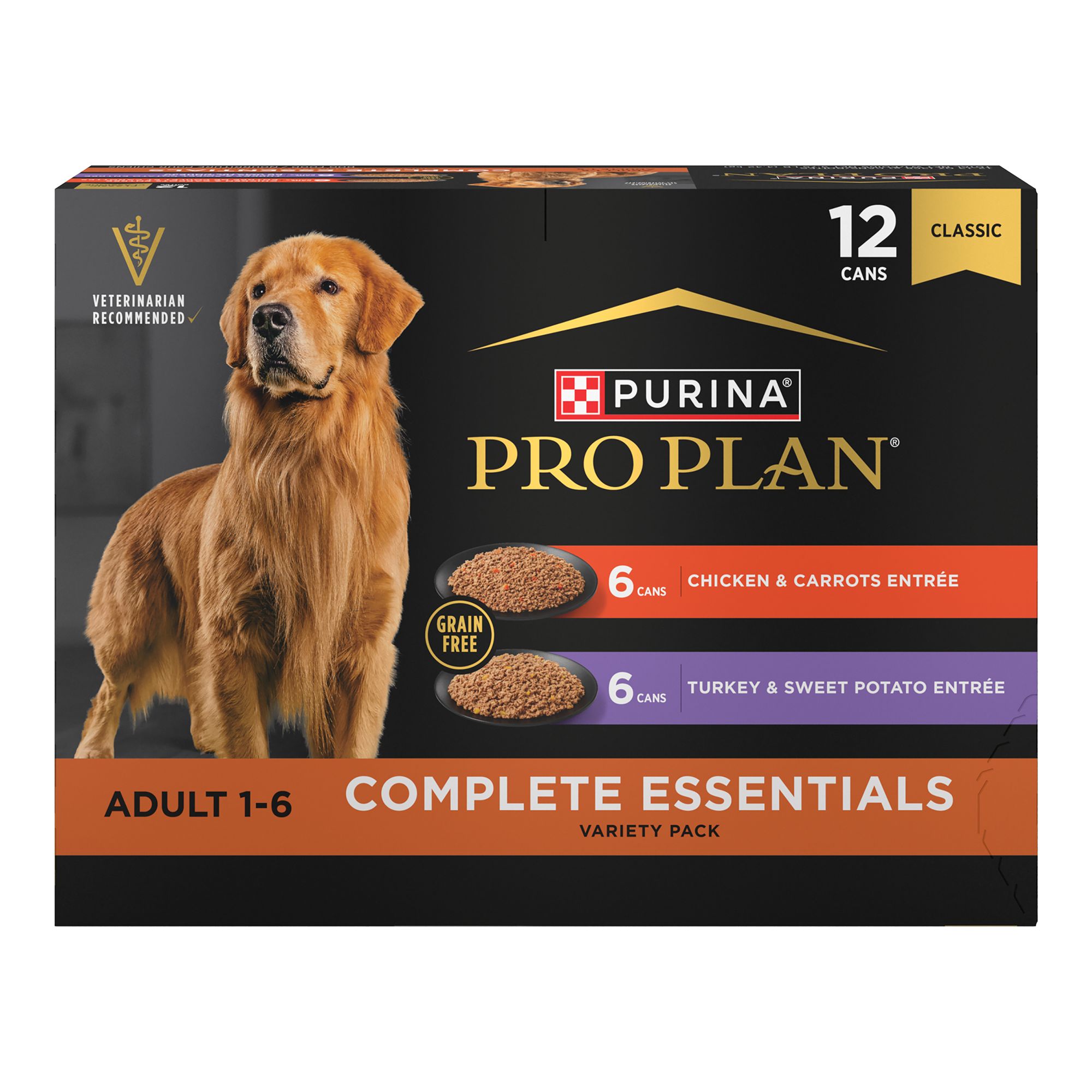 Purina Pro Plan Complete Essentials Adult Wet Dog Food Variety Pack – Grain Free, 13 oz, 12 Count