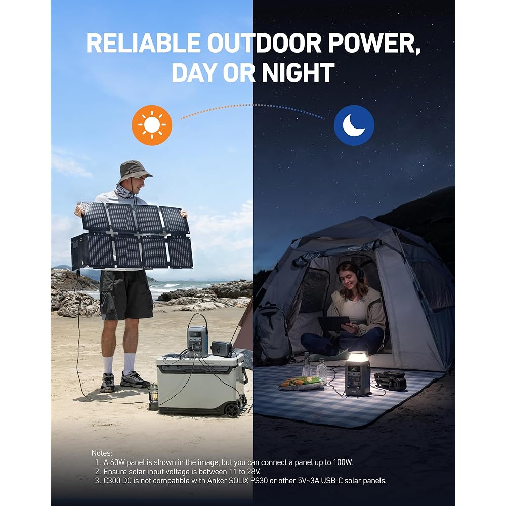 Anker SOLIX C300 DC Power Bank Station and 60W Solar Panel, - Image 5